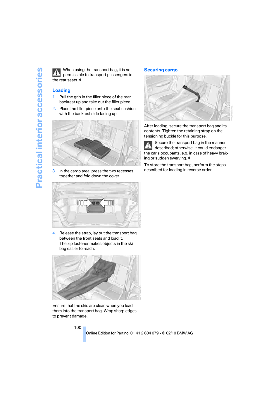 Practical interi or acc ess orie s | BMW 135i Convertible 2011 User Manual | Page 102 / 176