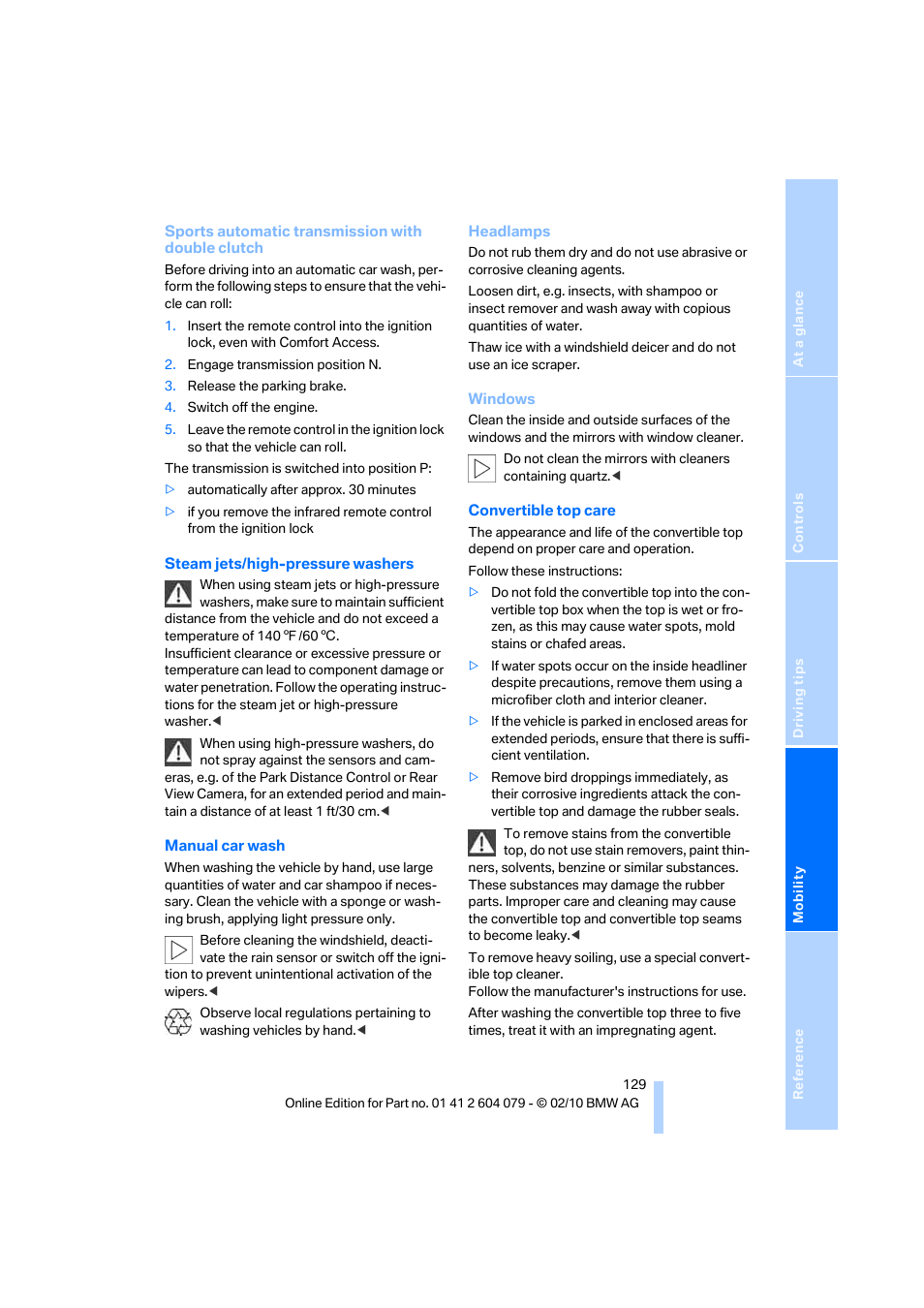 BMW 135i Convertible 2011 User Manual | Page 131 / 176