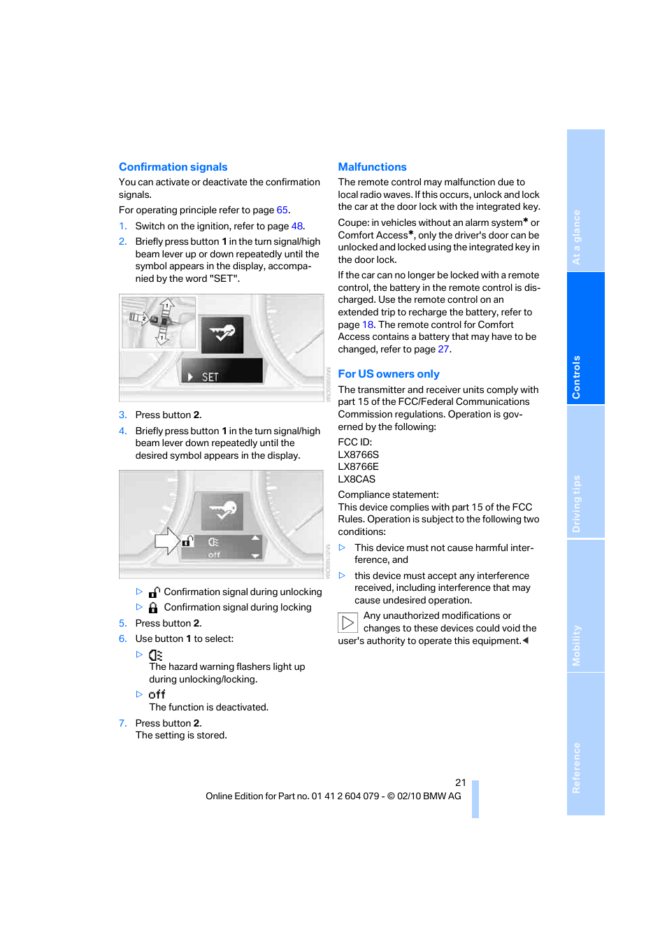 BMW 135i Convertible 2011 User Manual | Page 23 / 176