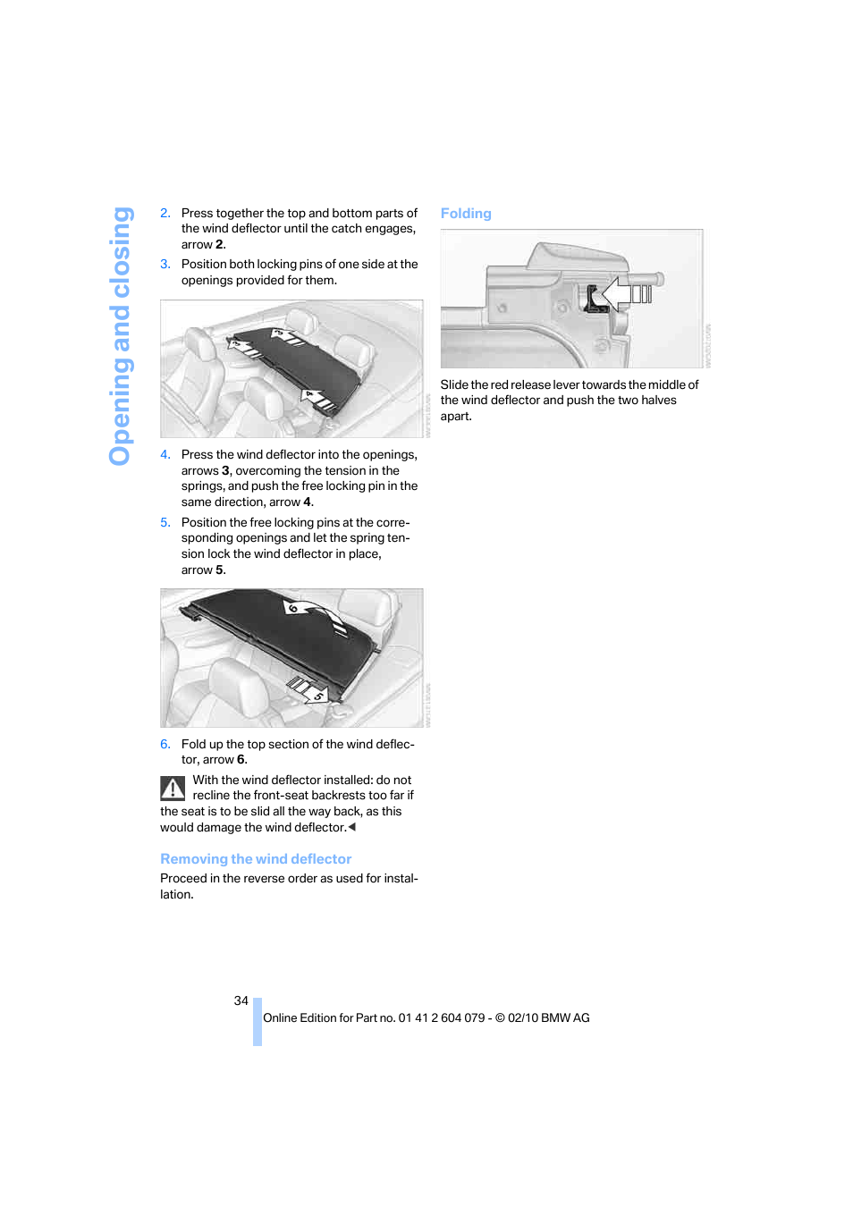 Opening and closing | BMW 135i Convertible 2011 User Manual | Page 36 / 176