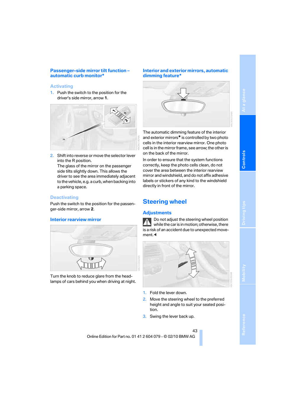 Steering wheel, Wheel | BMW 135i Convertible 2011 User Manual | Page 45 / 176