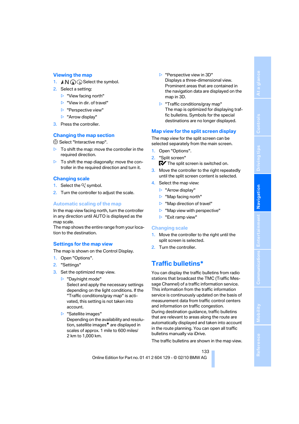 Traffic bulletins | BMW 128i Convertible 2011 User Manual | Page 135 / 256