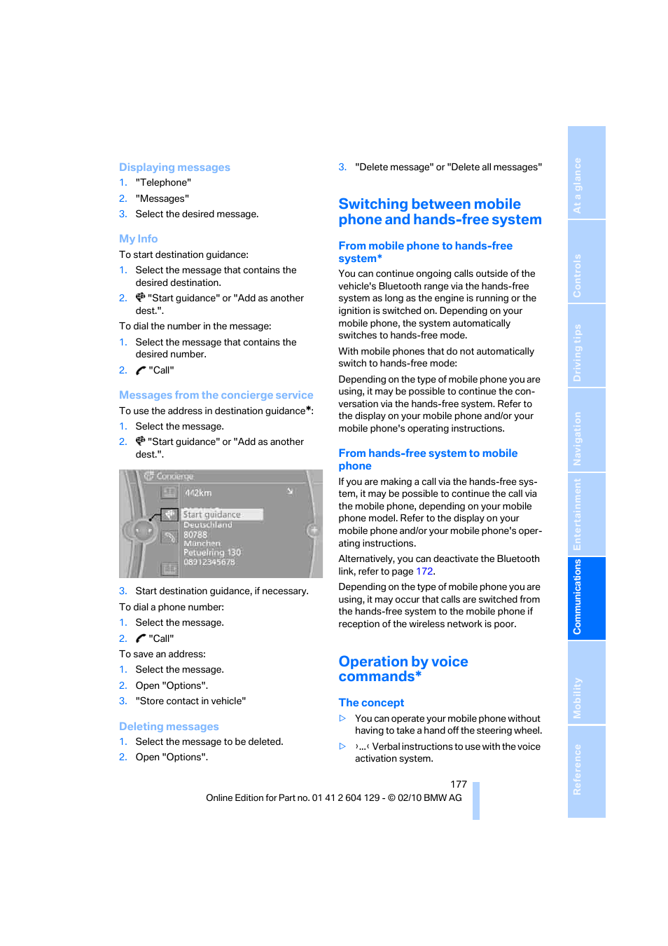 Operation by voice commands | BMW 128i Convertible 2011 User Manual | Page 179 / 256