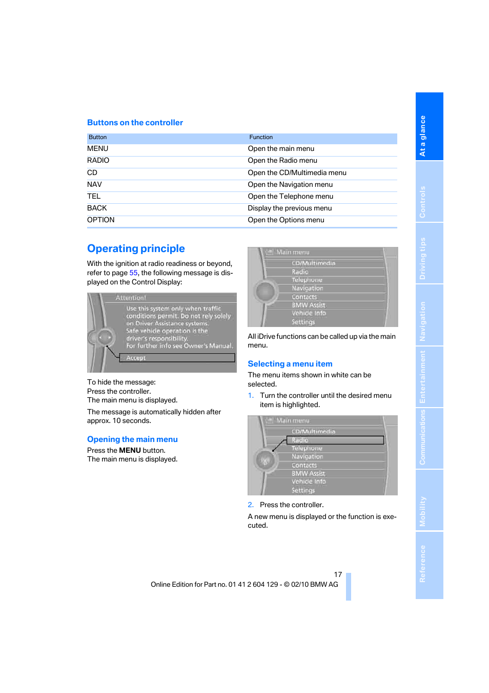 Operating principle | BMW 128i Convertible 2011 User Manual | Page 19 / 256