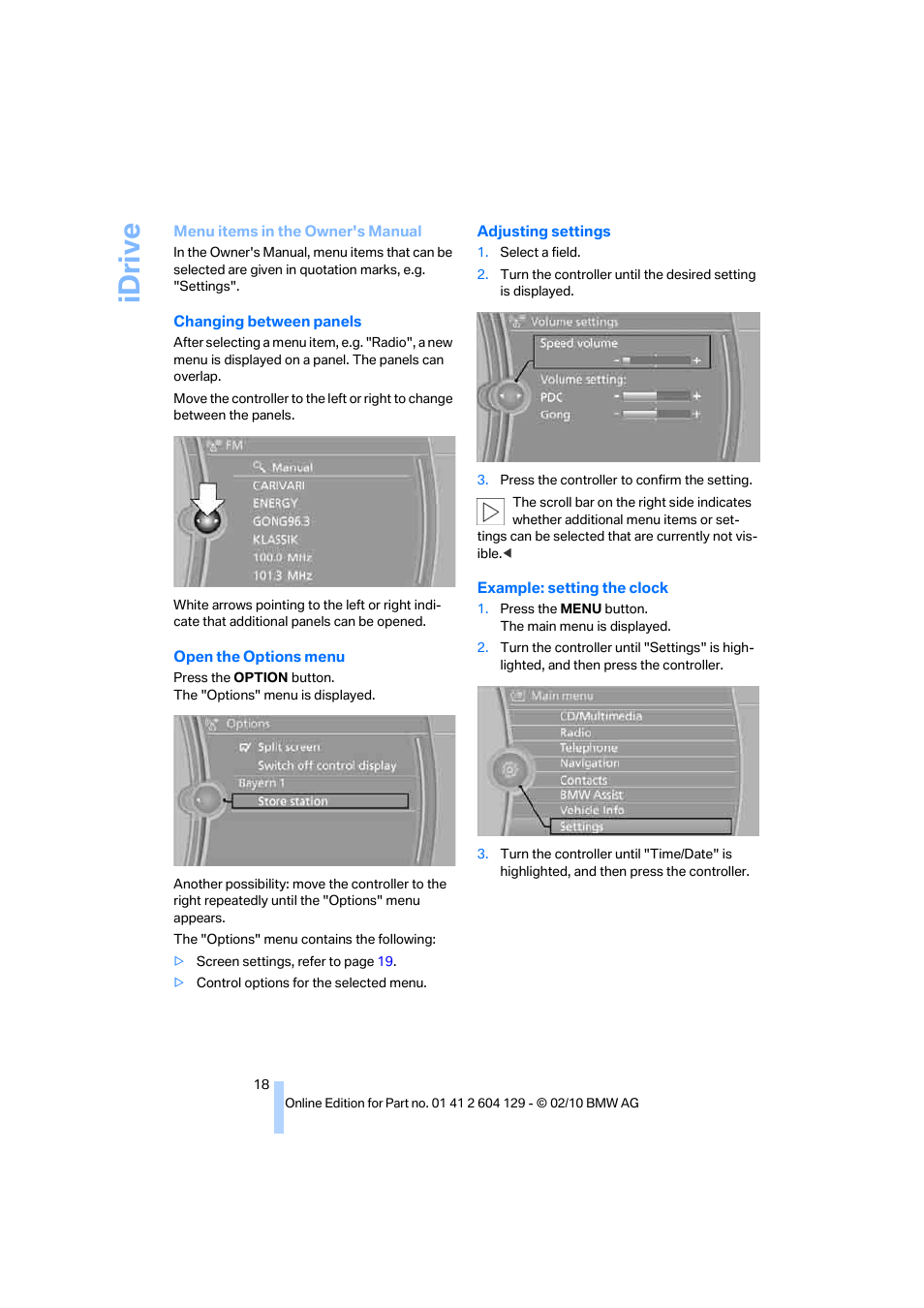 Idriv e | BMW 128i Convertible 2011 User Manual | Page 20 / 256