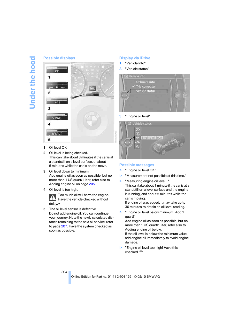 BMW 128i Convertible 2011 User Manual | Page 206 / 256