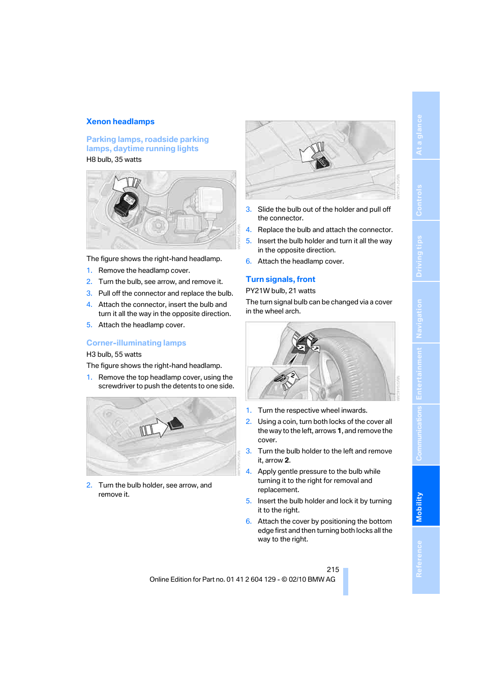 BMW 128i Convertible 2011 User Manual | Page 217 / 256