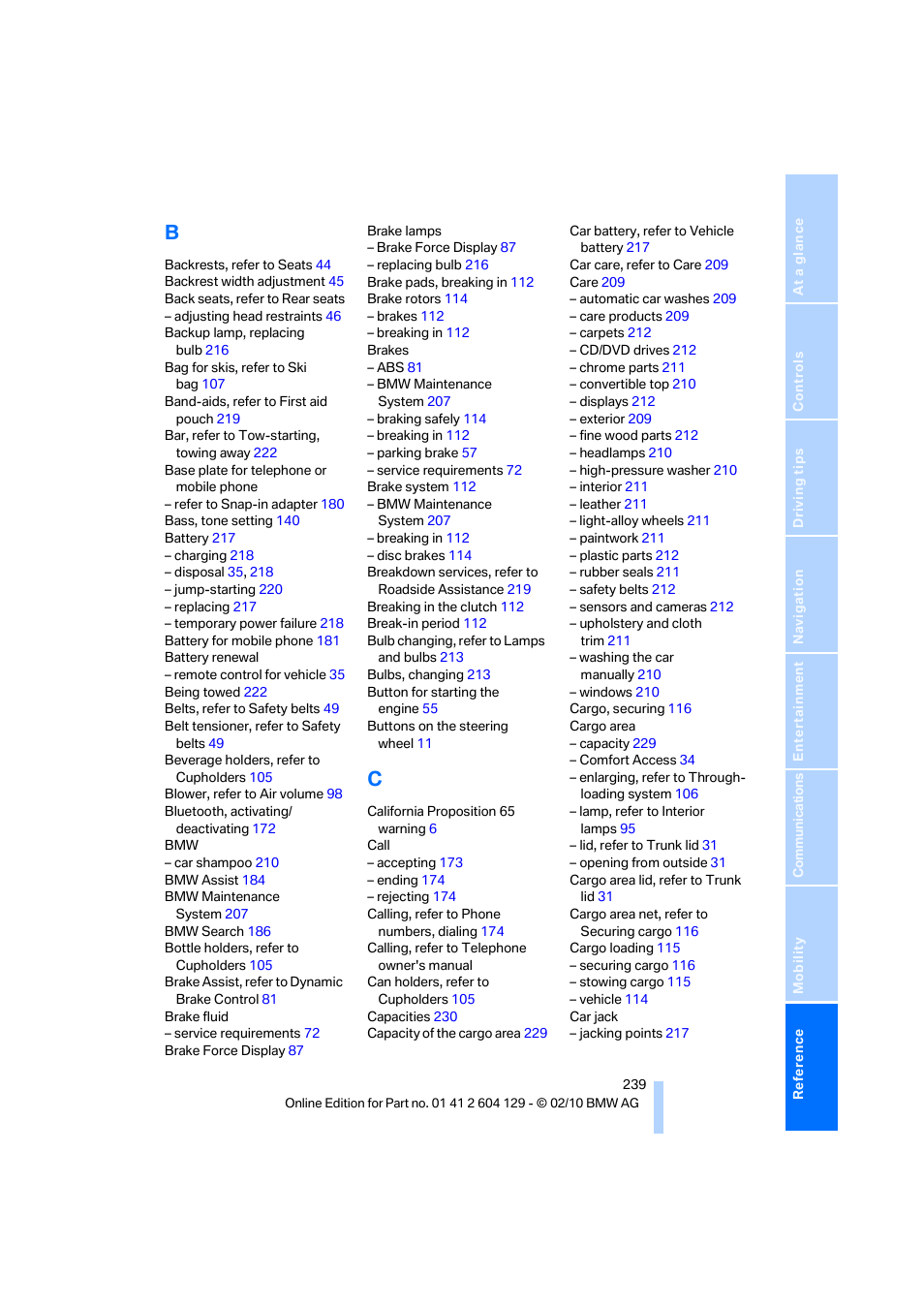 BMW 128i Convertible 2011 User Manual | Page 241 / 256