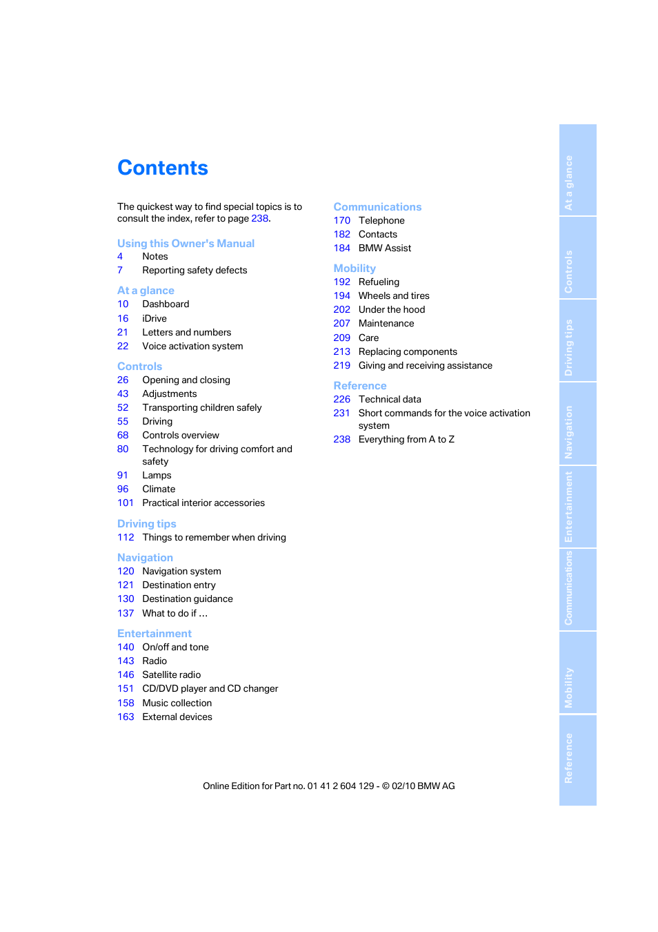 BMW 128i Convertible 2011 User Manual | Page 5 / 256