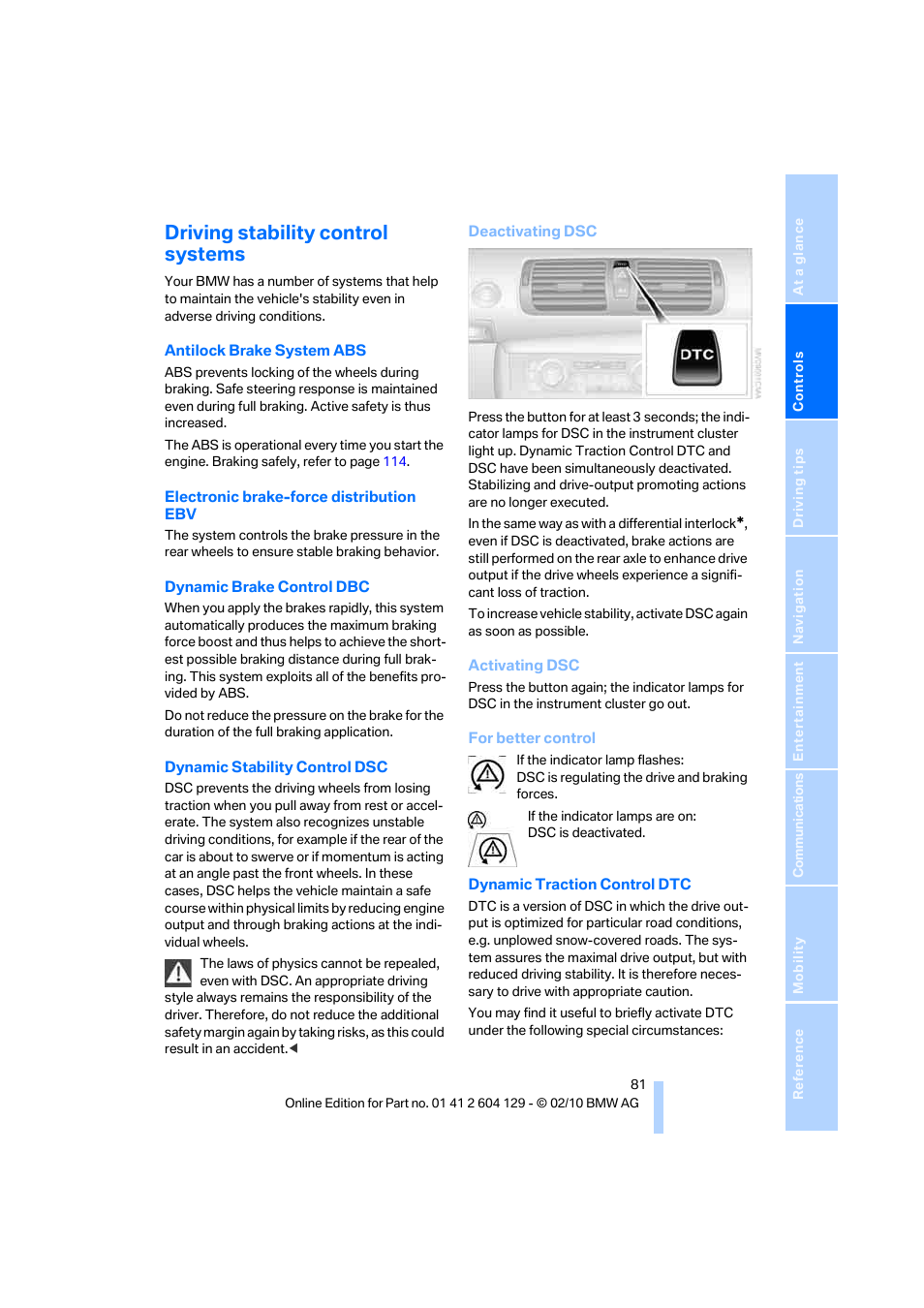 Driving stability control systems | BMW 128i Convertible 2011 User Manual | Page 83 / 256