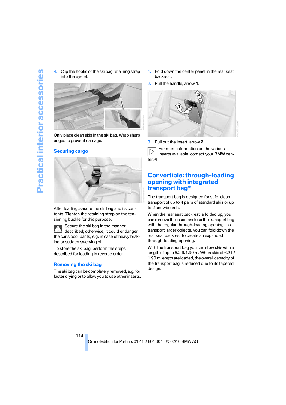 Practical interior accessories | BMW 328i Coupe 2011 User Manual | Page 116 / 200