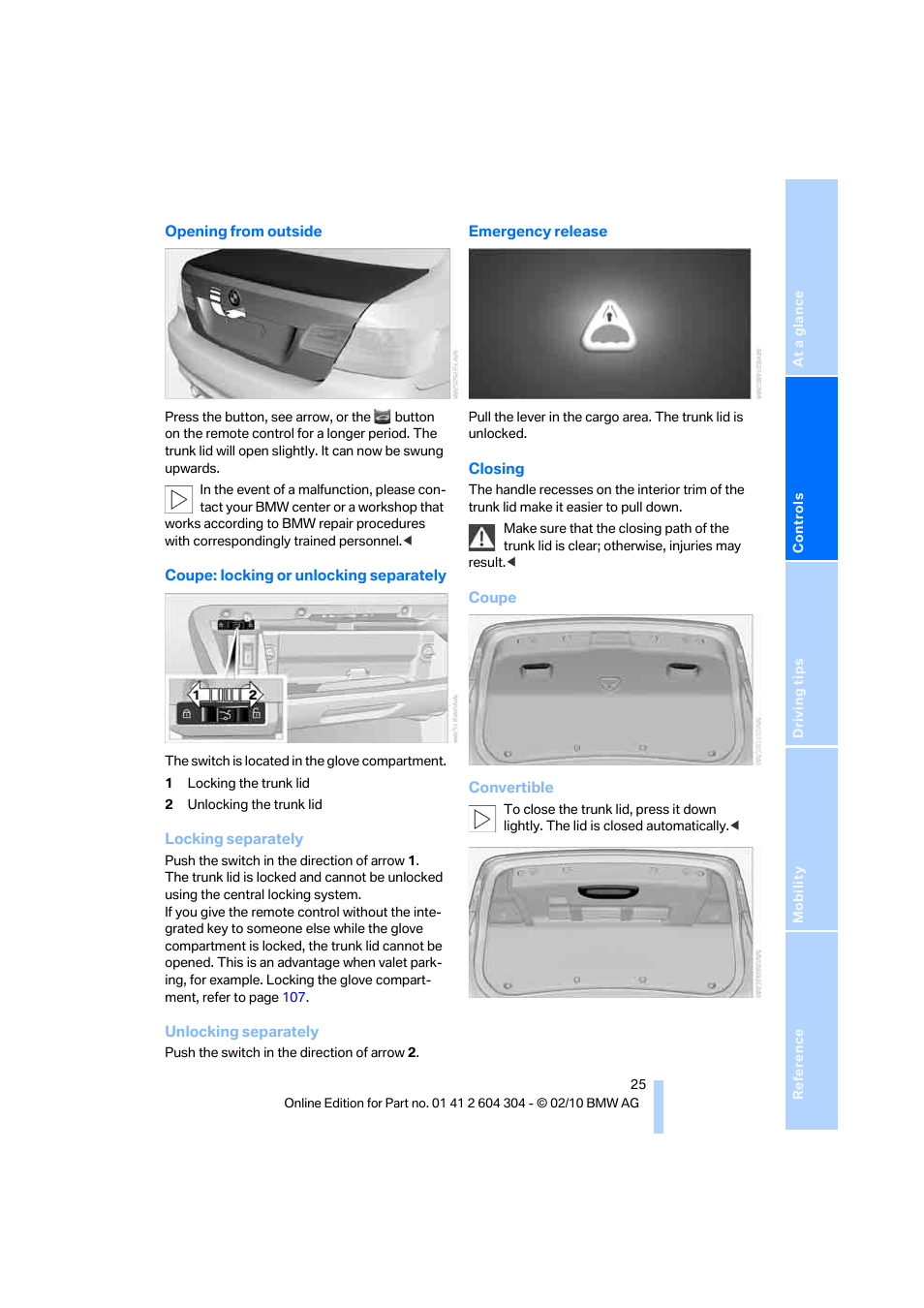 BMW 328i Coupe 2011 User Manual | Page 27 / 200