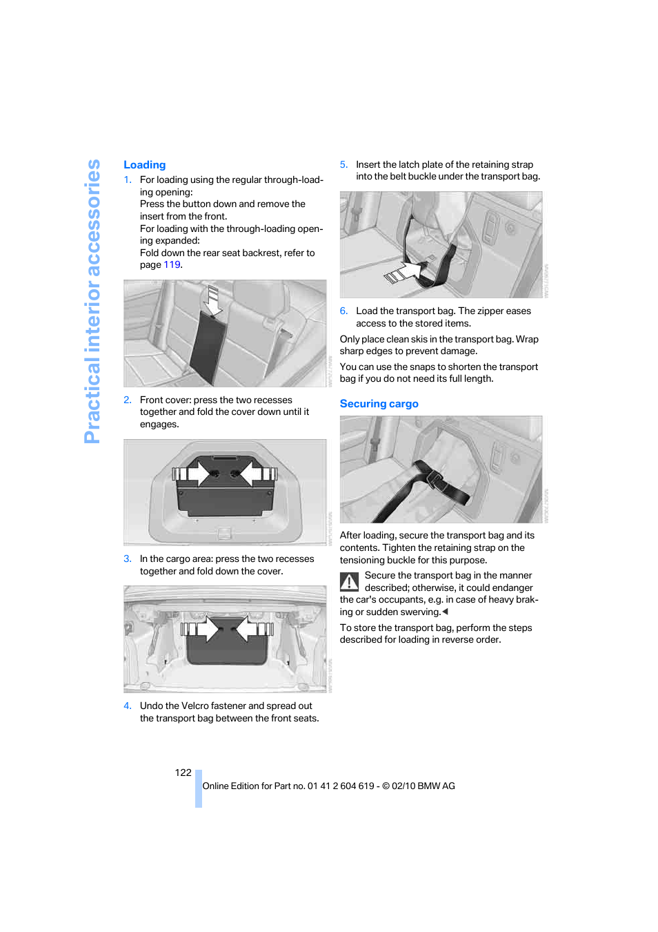 Practical interior accessories | BMW 335is Convertible 2011 User Manual | Page 124 / 278