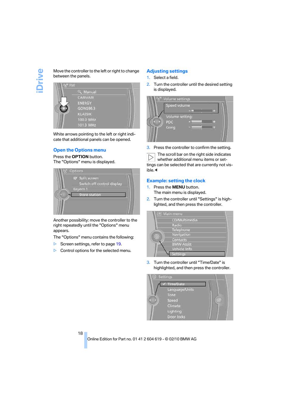 Idrive | BMW 335is Convertible 2011 User Manual | Page 20 / 278