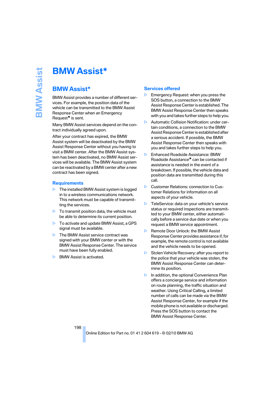 Bmw assist | BMW 335is Convertible 2011 User Manual | Page 200 / 278