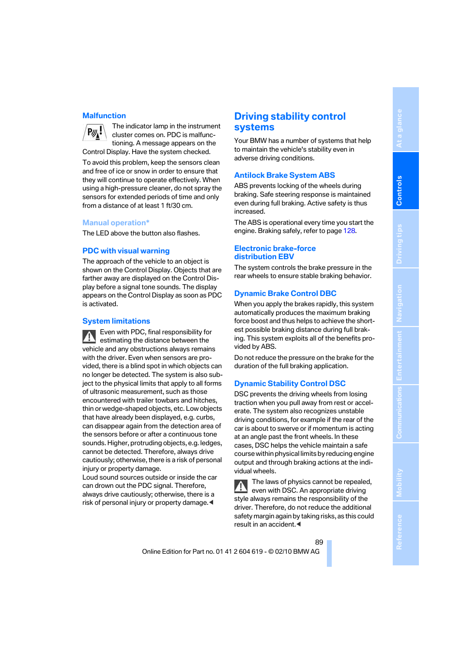 Driving stability control systems | BMW 335is Convertible 2011 User Manual | Page 91 / 278