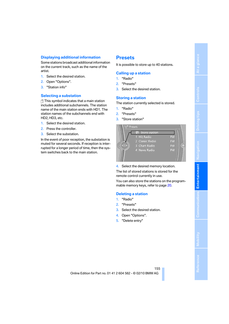 Presets | BMW 328i xDrive Sports Wagon 2011 User Manual | Page 157 / 286