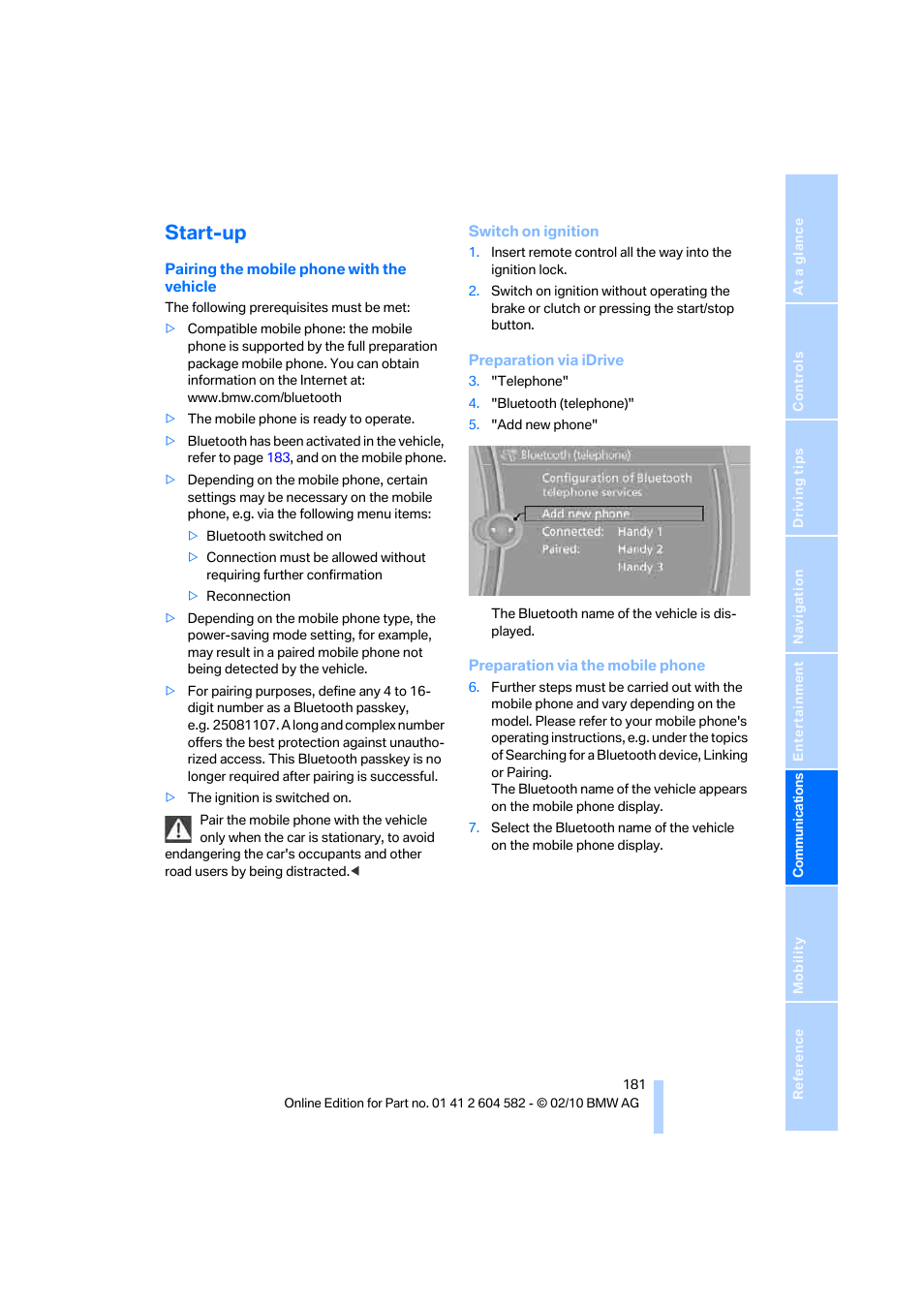 Start-up | BMW 328i xDrive Sports Wagon 2011 User Manual | Page 183 / 286