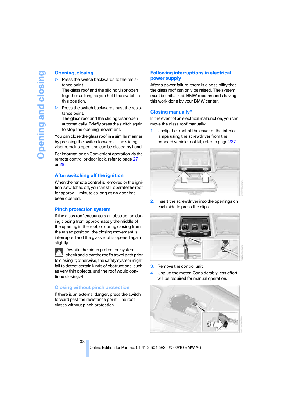 Opening and closing | BMW 328i xDrive Sports Wagon 2011 User Manual | Page 40 / 286