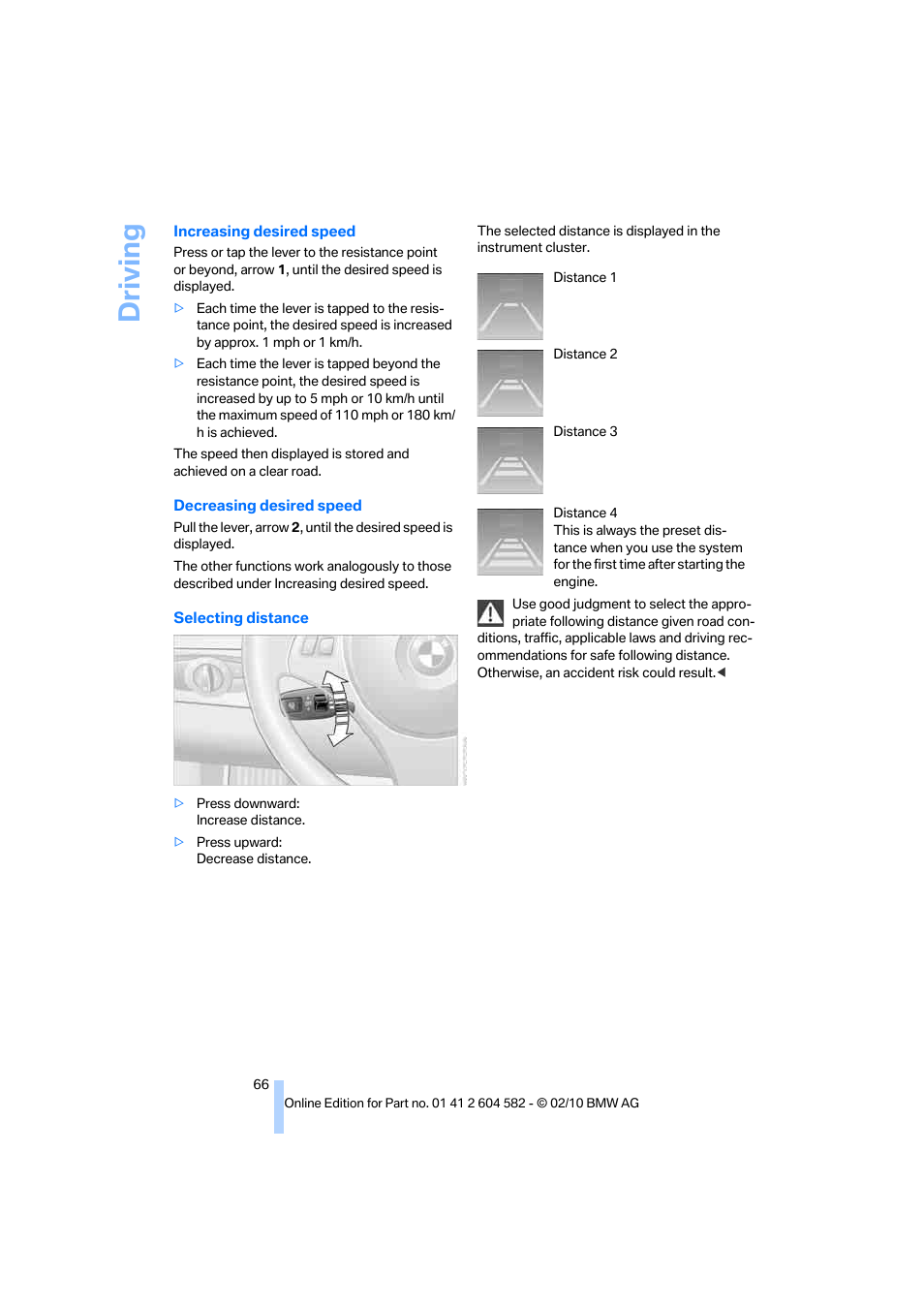 Driving | BMW 328i xDrive Sports Wagon 2011 User Manual | Page 68 / 286