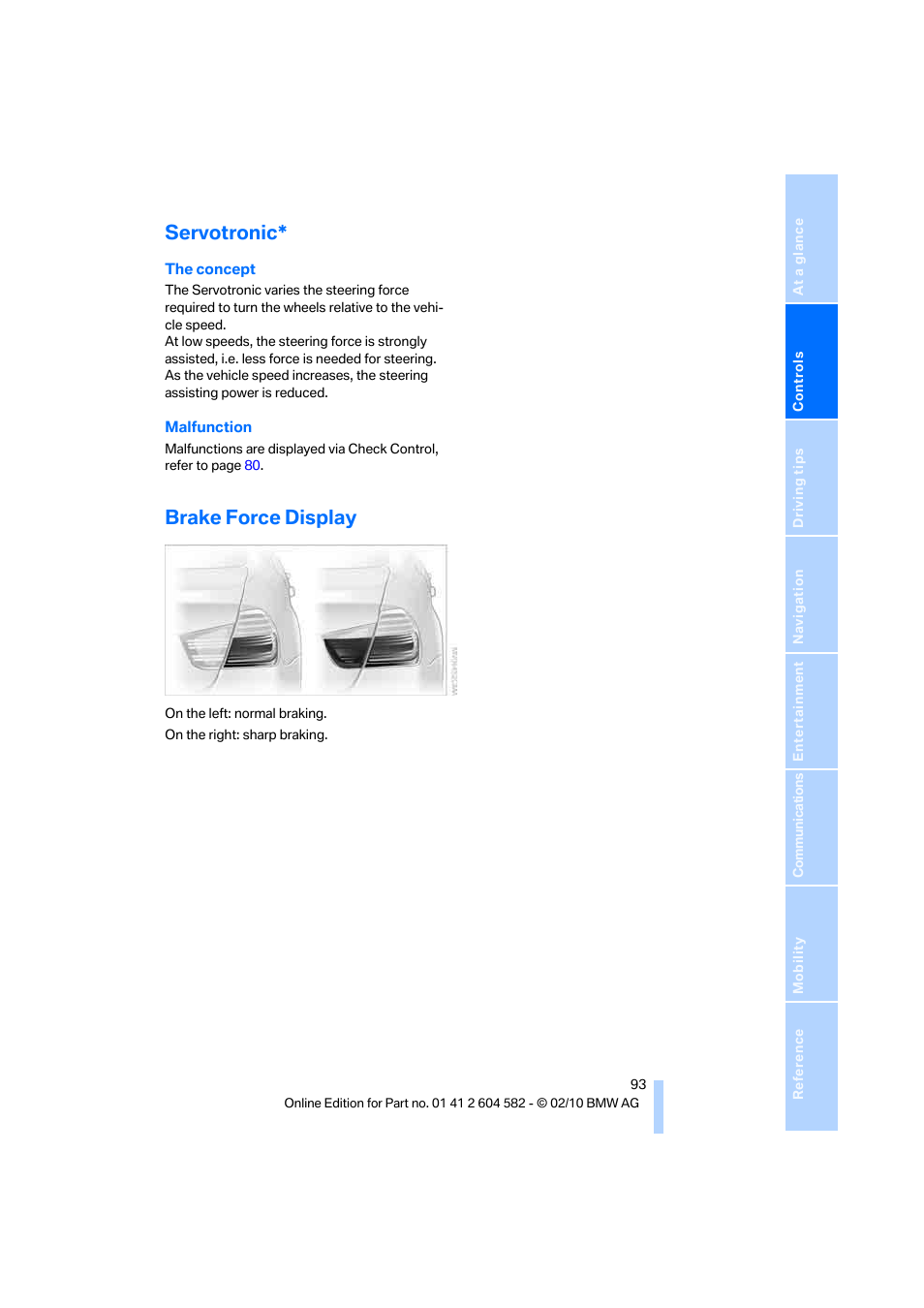 Servotronic, Brake force display | BMW 328i xDrive Sports Wagon 2011 User Manual | Page 95 / 286