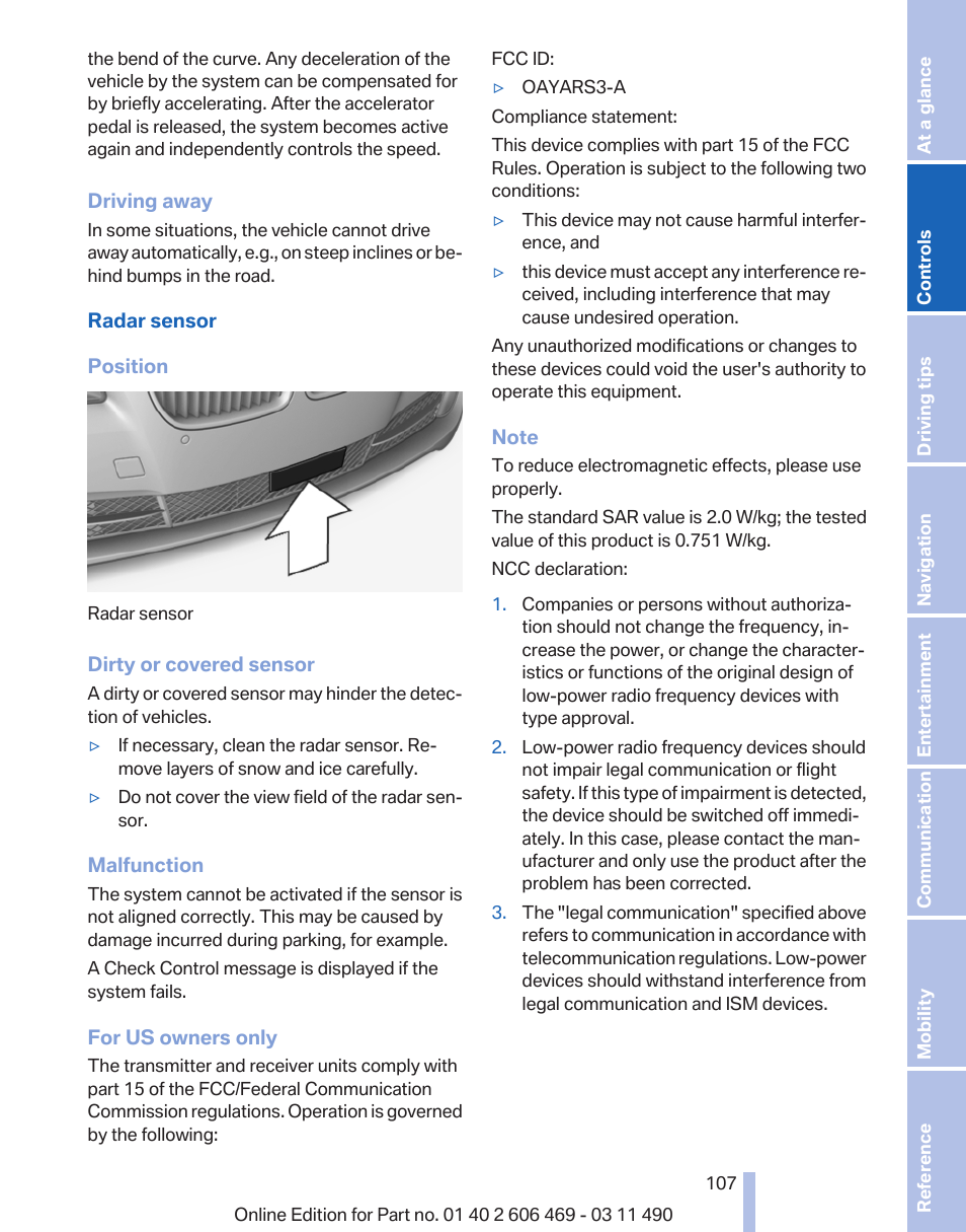 BMW 550i xDrive Sedan 2011 User Manual | Page 107 / 304