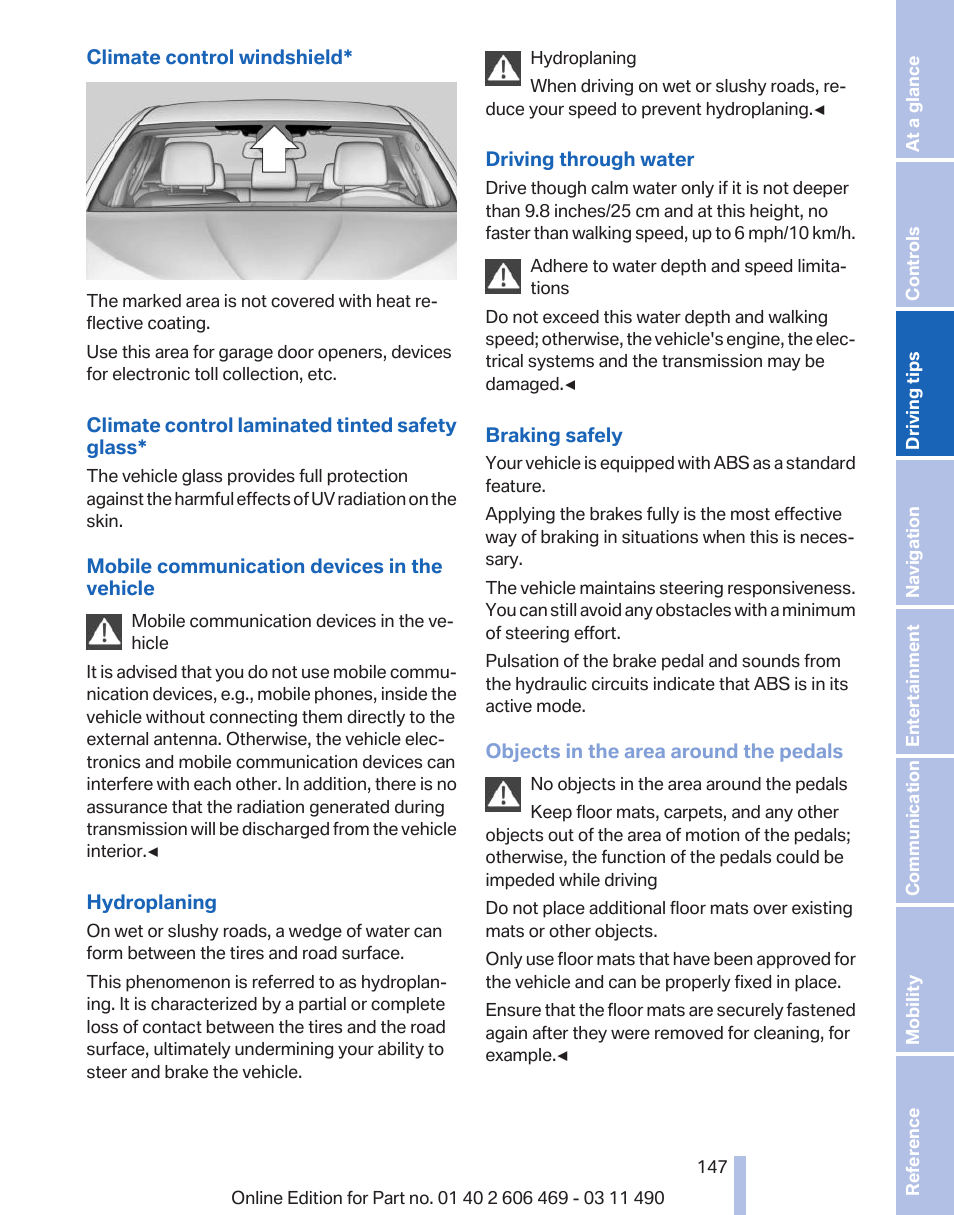 BMW 550i xDrive Sedan 2011 User Manual | Page 147 / 304