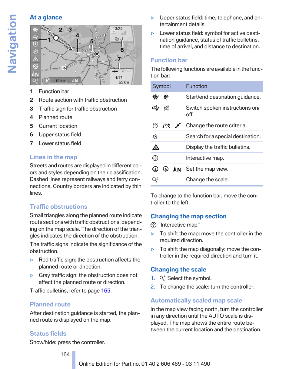 Navigation | BMW 550i xDrive Sedan 2011 User Manual | Page 164 / 304