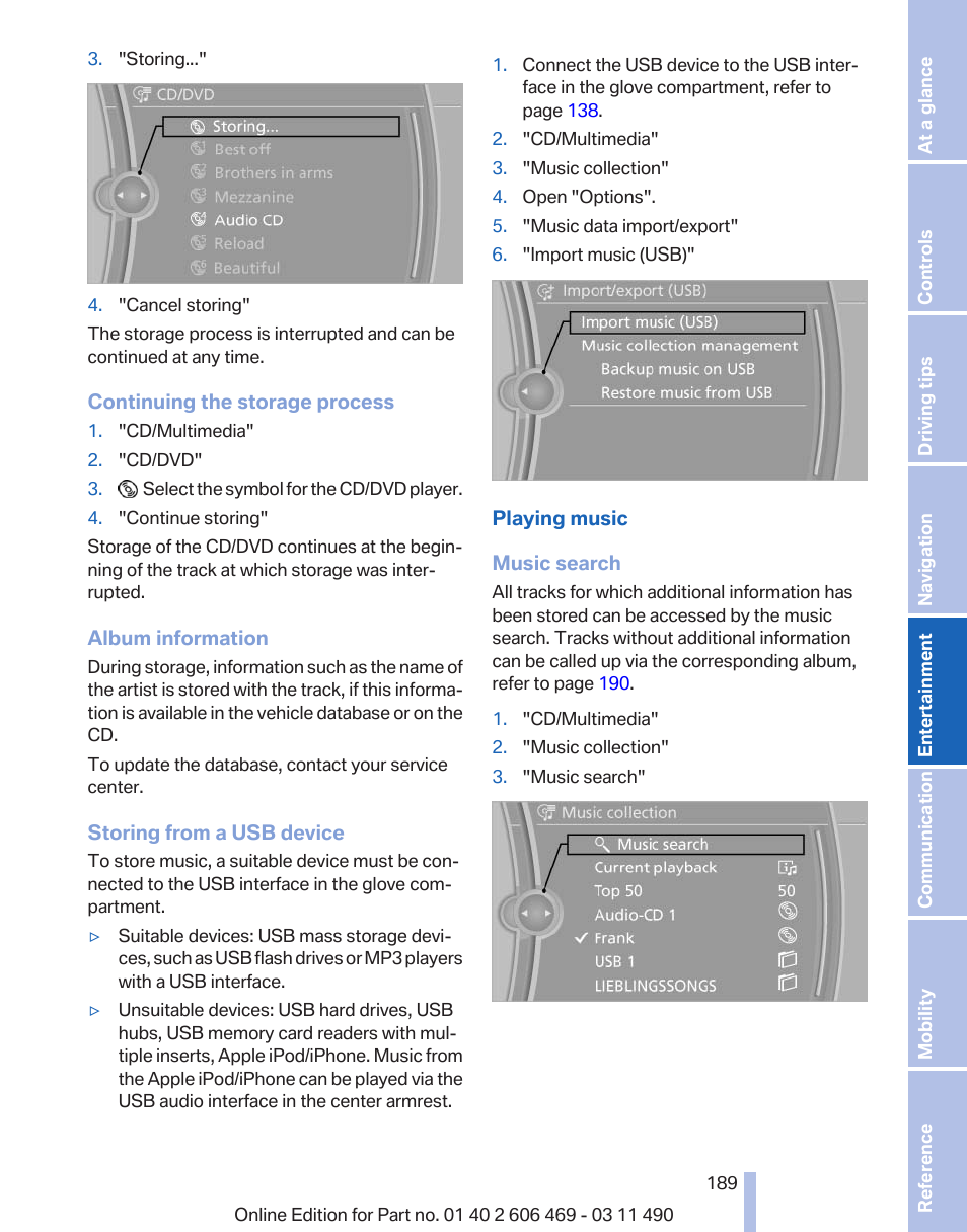 BMW 550i xDrive Sedan 2011 User Manual | Page 189 / 304