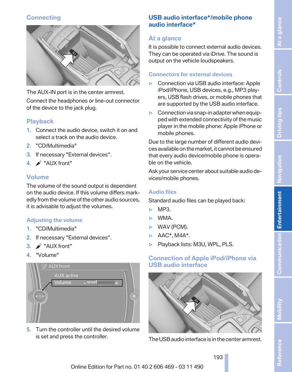 BMW 550i xDrive Sedan 2011 User Manual | Page 193 / 304