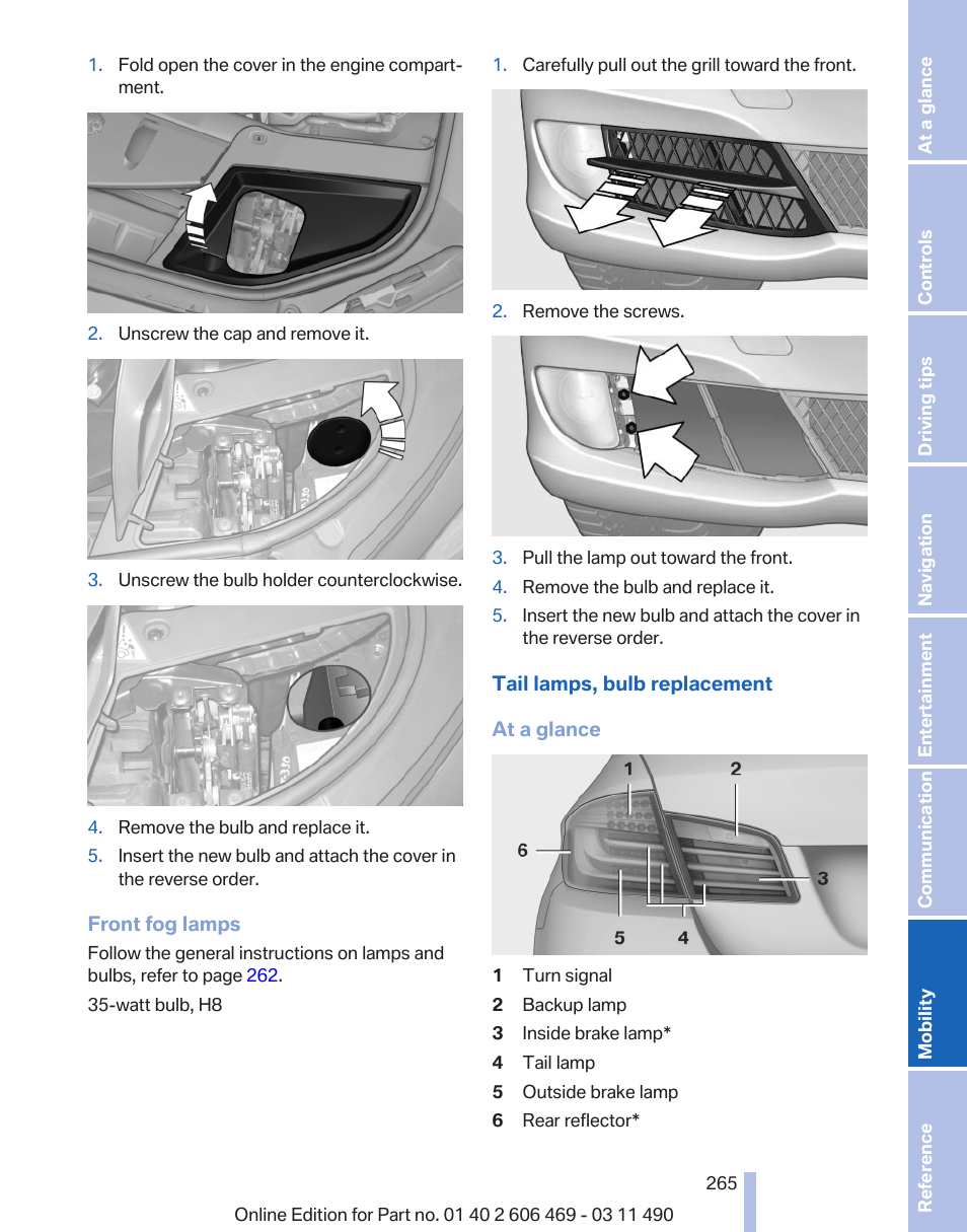 BMW 550i xDrive Sedan 2011 User Manual | Page 265 / 304