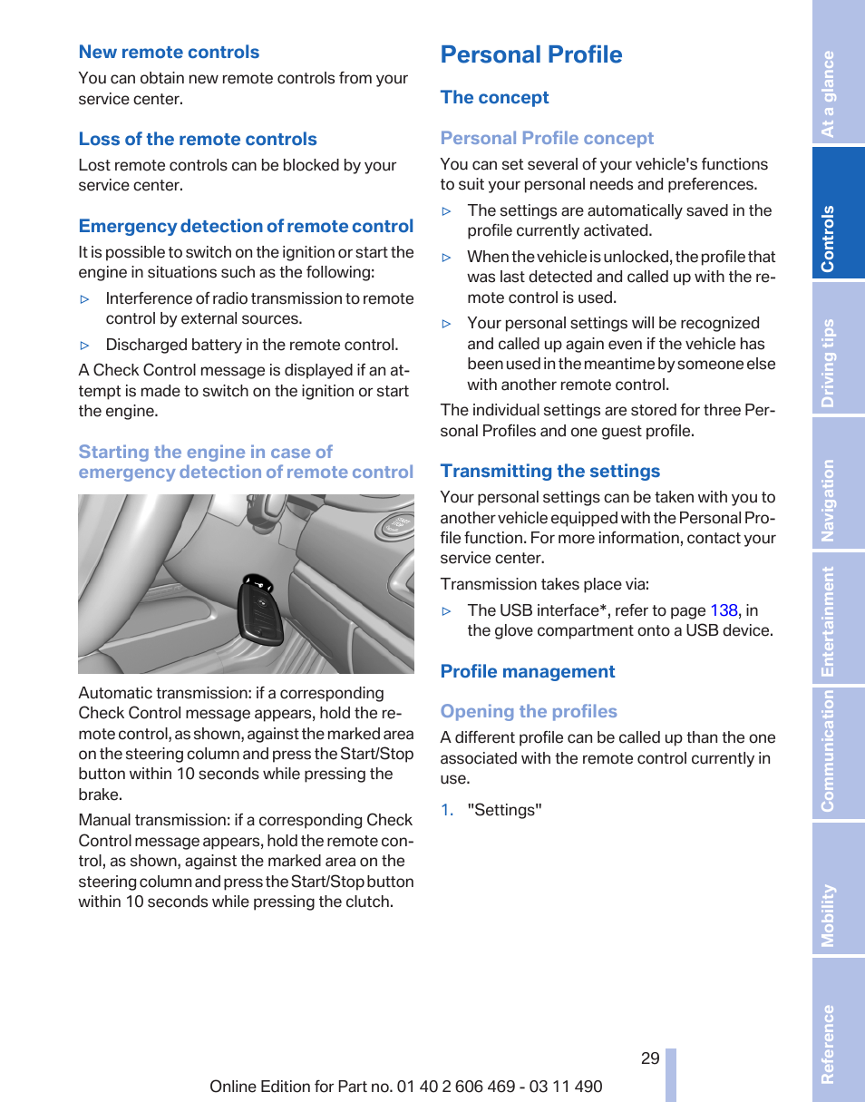 Personal profile | BMW 550i xDrive Sedan 2011 User Manual | Page 29 / 304