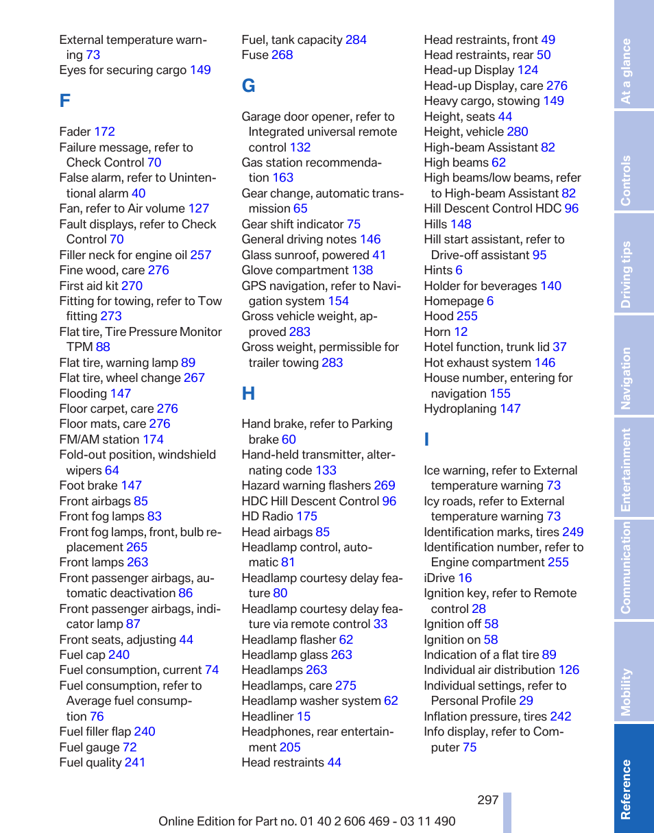 BMW 550i xDrive Sedan 2011 User Manual | Page 297 / 304
