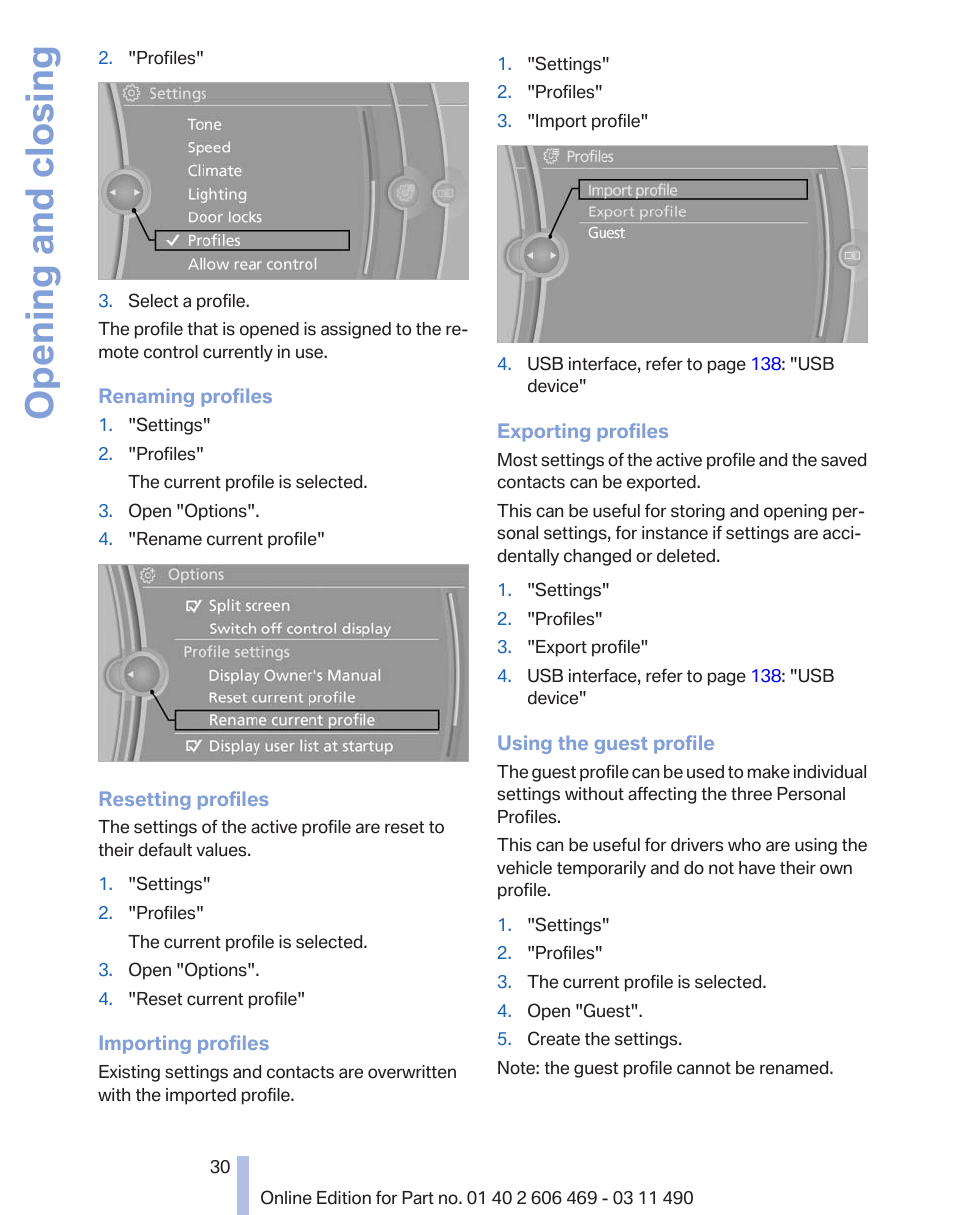 Opening and closing | BMW 550i xDrive Sedan 2011 User Manual | Page 30 / 304