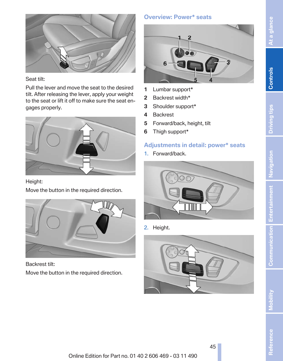 BMW 550i xDrive Sedan 2011 User Manual | Page 45 / 304