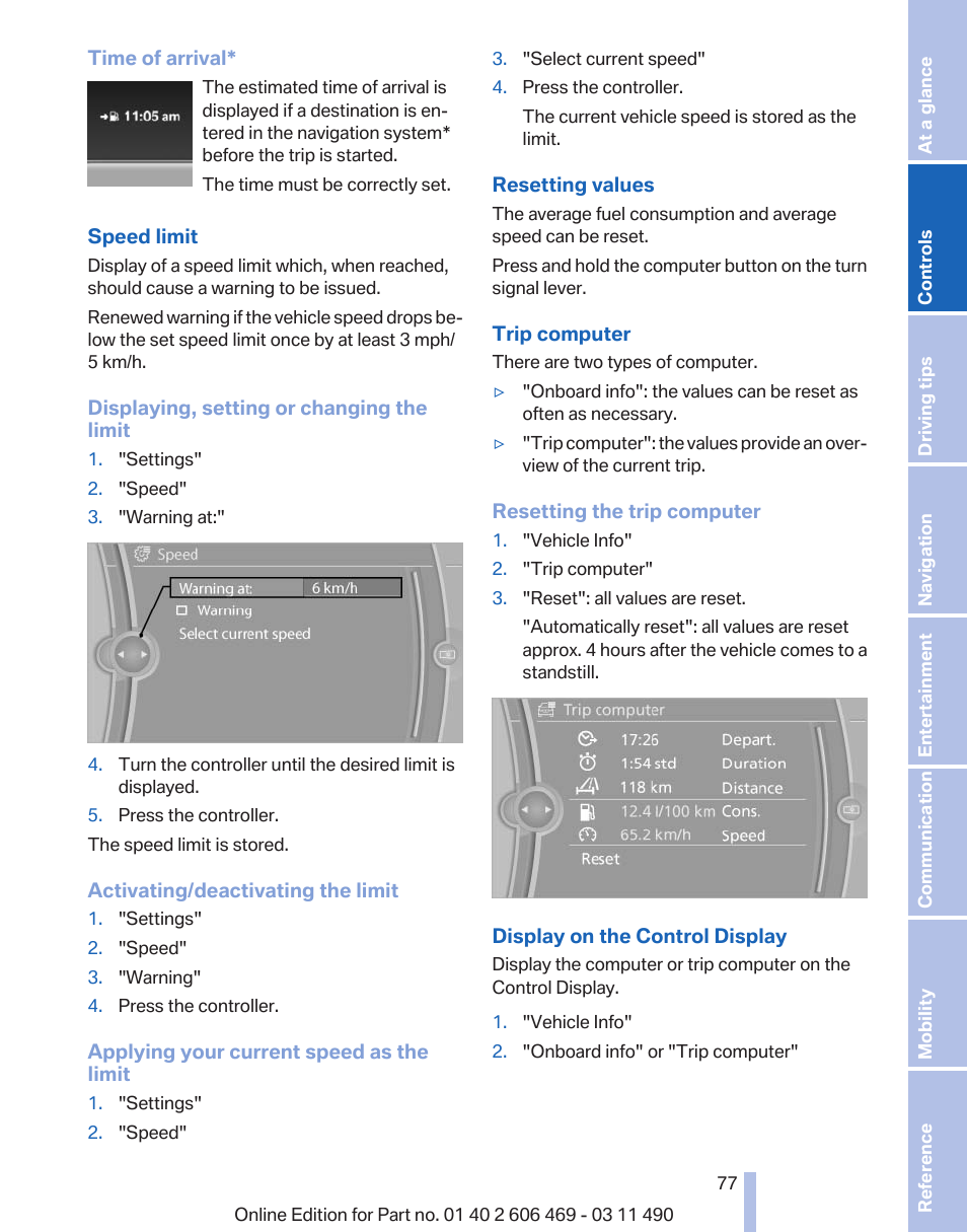 BMW 550i xDrive Sedan 2011 User Manual | Page 77 / 304