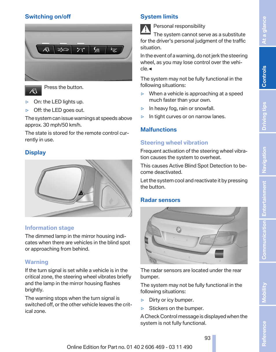 BMW 550i xDrive Sedan 2011 User Manual | Page 93 / 304