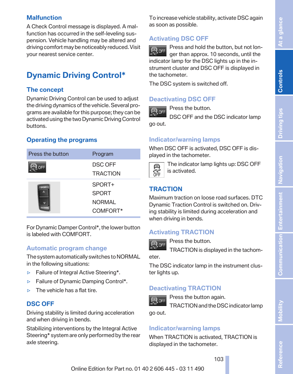 Dynamic driving control | BMW 550i xDrive Gran Turismo 2011 User Manual | Page 103 / 297