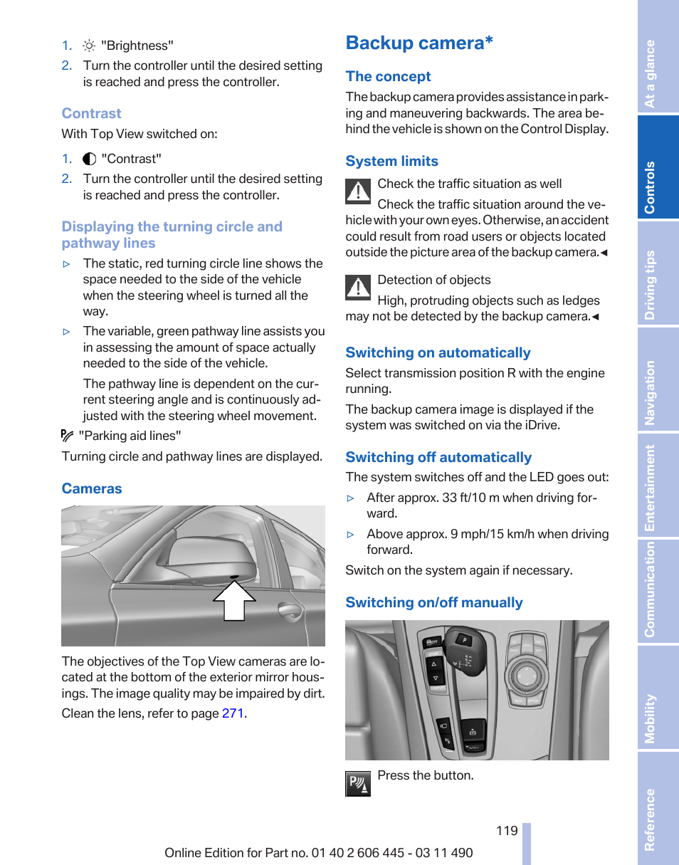 Backup camera, Can be | BMW 550i xDrive Gran Turismo 2011 User Manual | Page 119 / 297