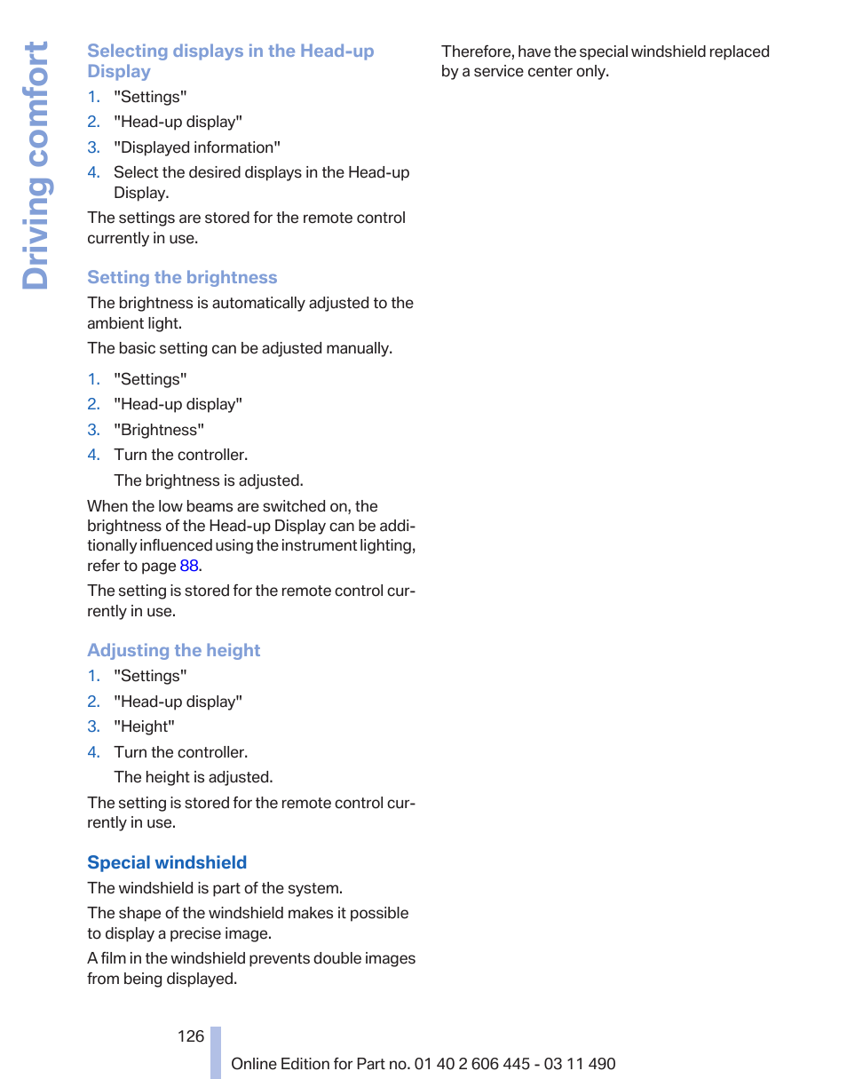 Driving comfort | BMW 550i xDrive Gran Turismo 2011 User Manual | Page 126 / 297