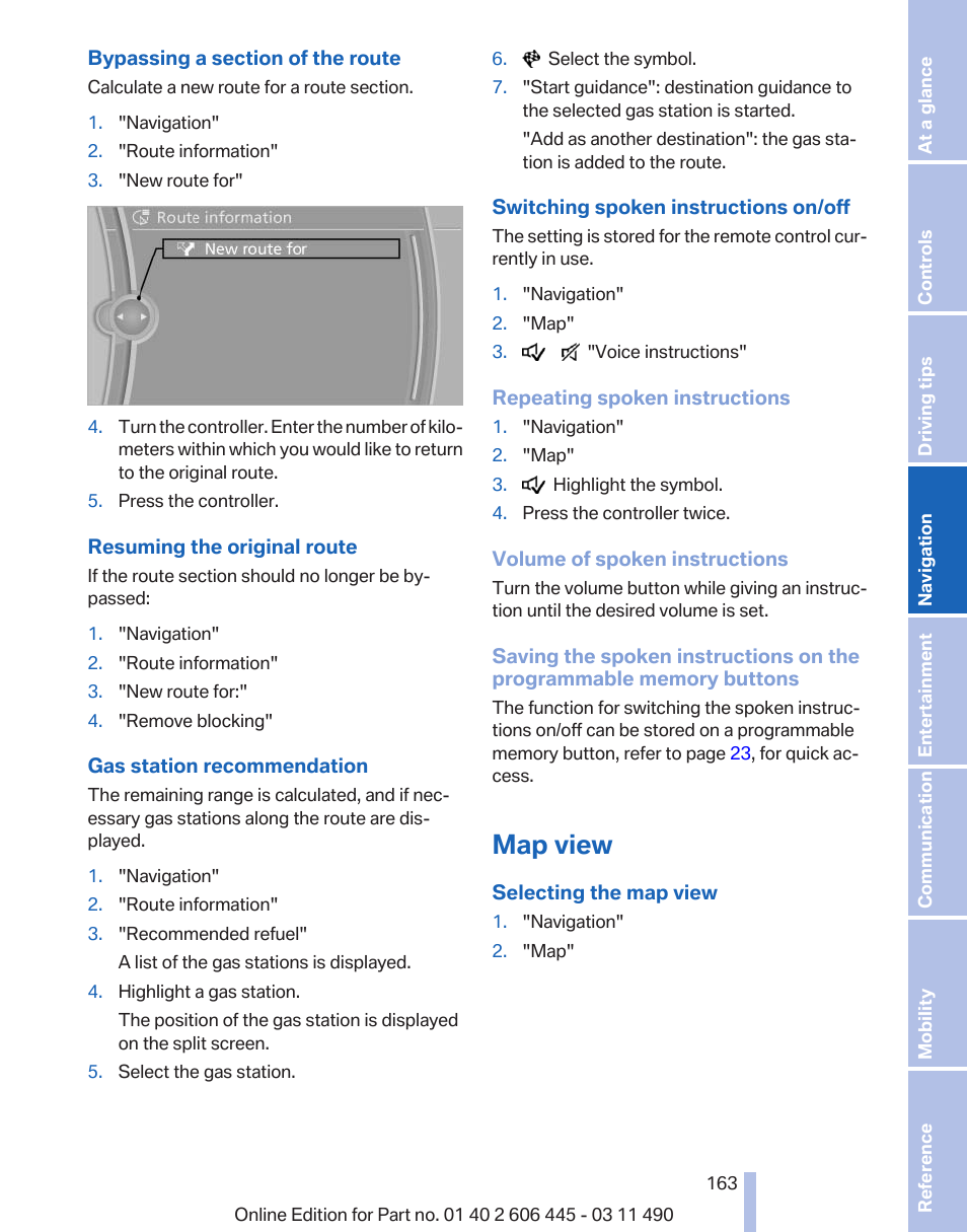 Map view | BMW 550i xDrive Gran Turismo 2011 User Manual | Page 163 / 297