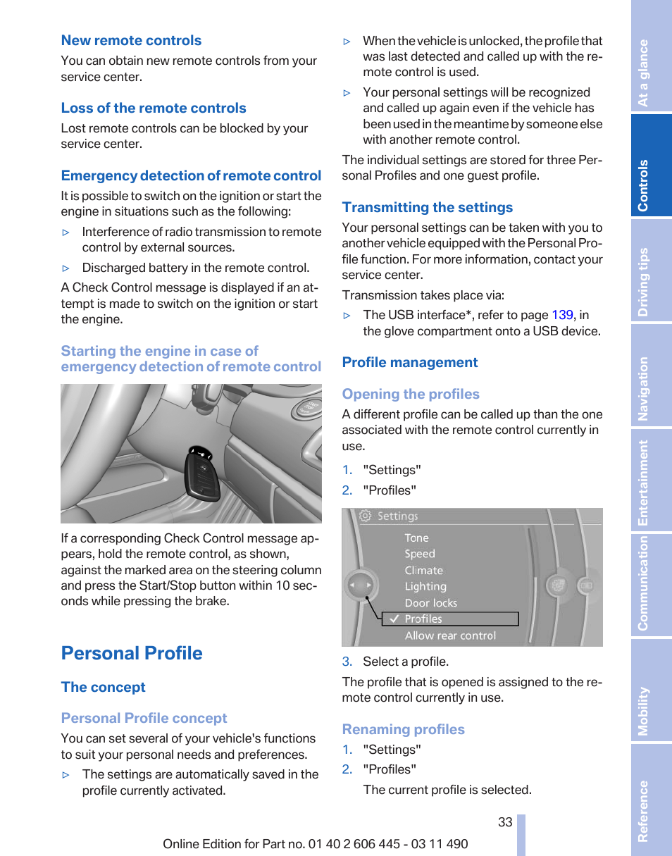 Personal profile | BMW 550i xDrive Gran Turismo 2011 User Manual | Page 33 / 297