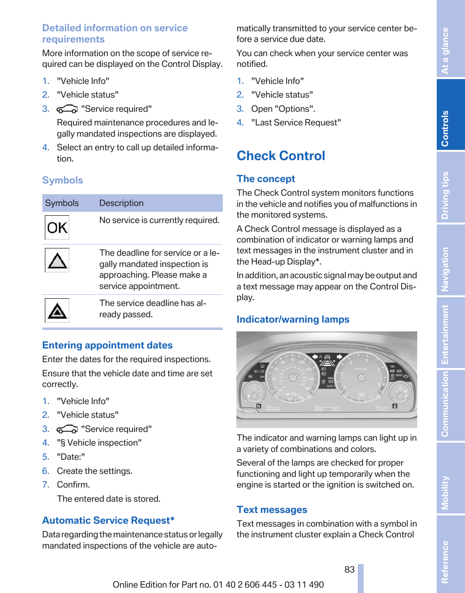 Check control | BMW 550i xDrive Gran Turismo 2011 User Manual | Page 83 / 297