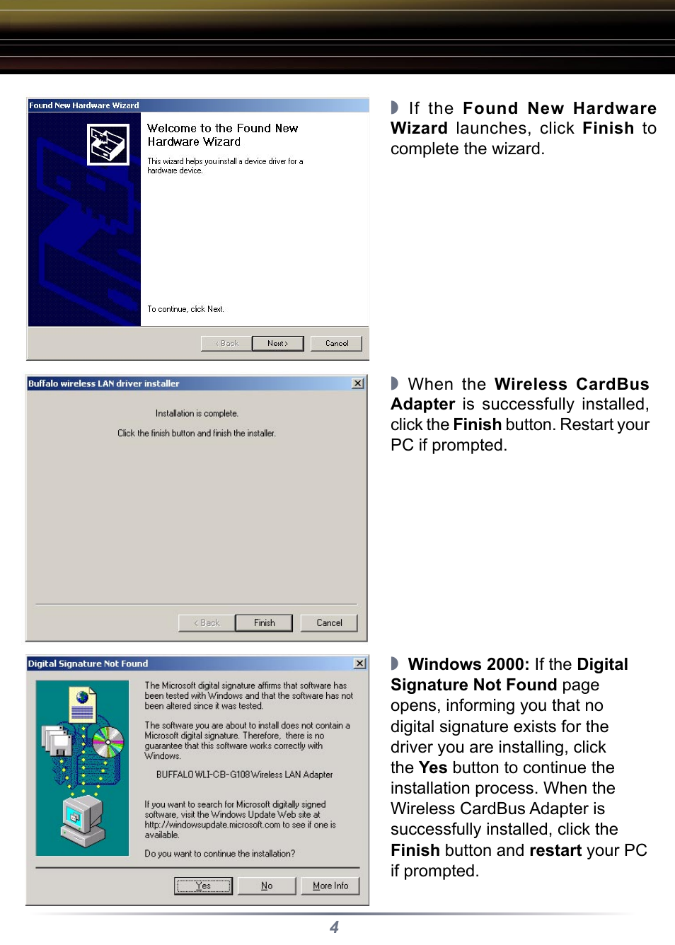 Buffalo Technology WLI-CB-G108 User Manual | Page 4 / 16