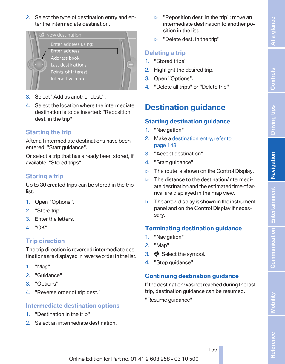 Destination guidance | BMW ActiveHybrid 750Li 2011 User Manual | Page 155 / 280