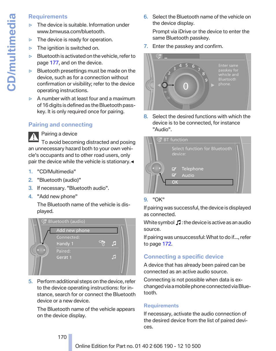 Cd/multimedia | BMW X3 xDrive35i 2011 User Manual | Page 170 / 262