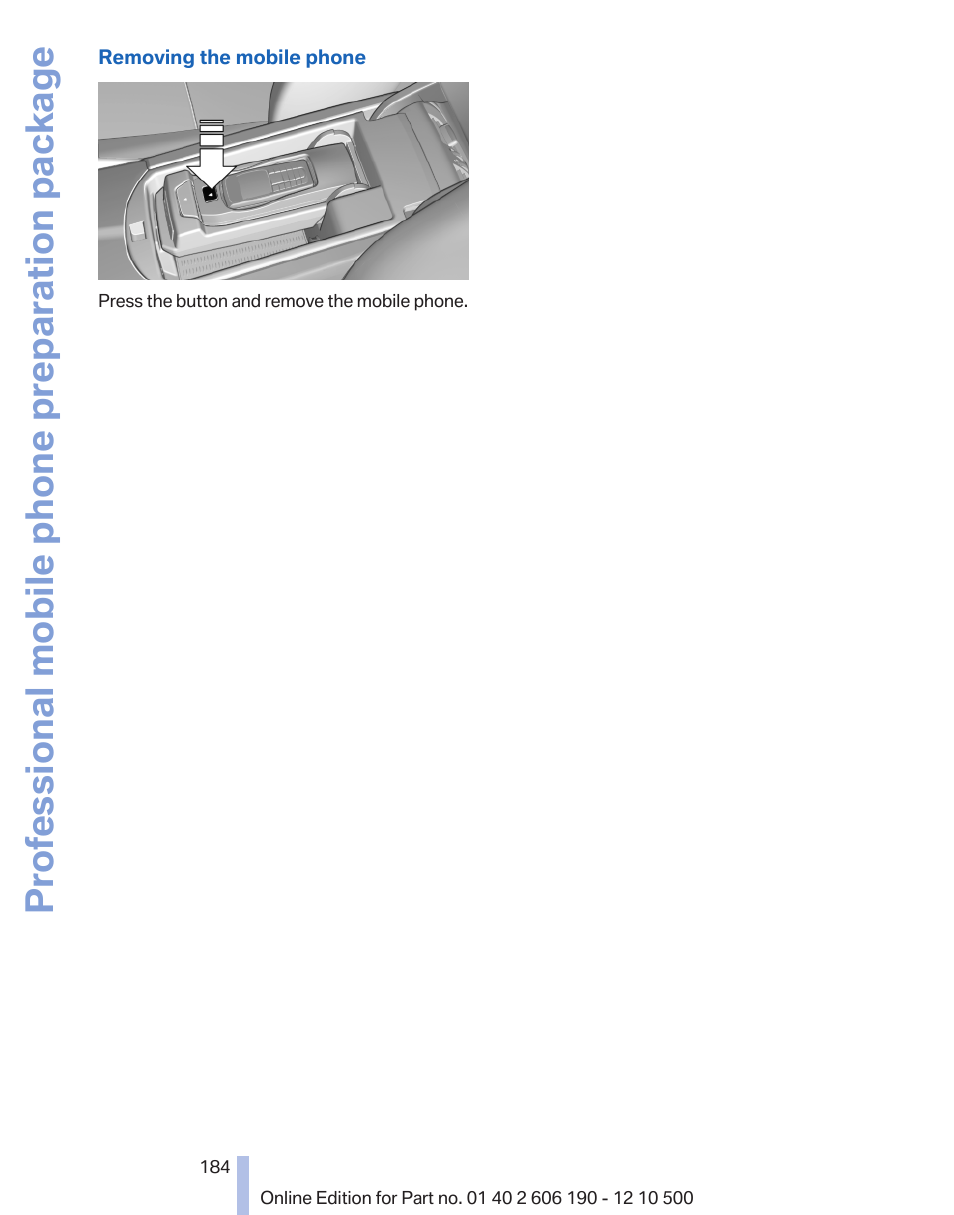 Professional mobile phone preparation package | BMW X3 xDrive35i 2011 User Manual | Page 184 / 262