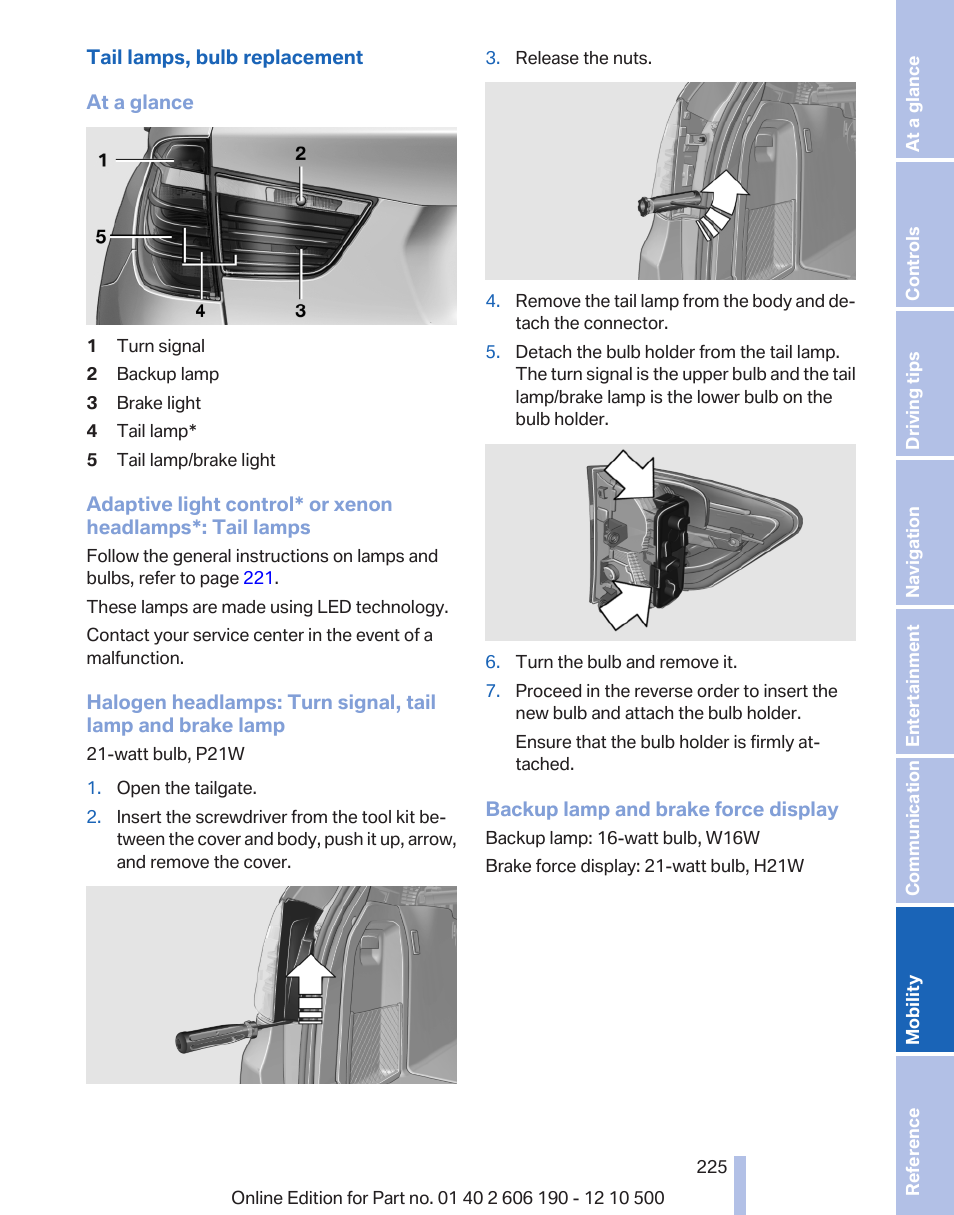 BMW X3 xDrive35i 2011 User Manual | Page 225 / 262