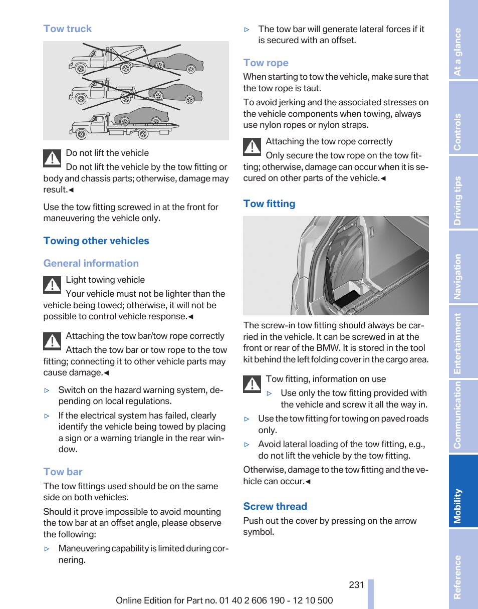 BMW X3 xDrive35i 2011 User Manual | Page 231 / 262