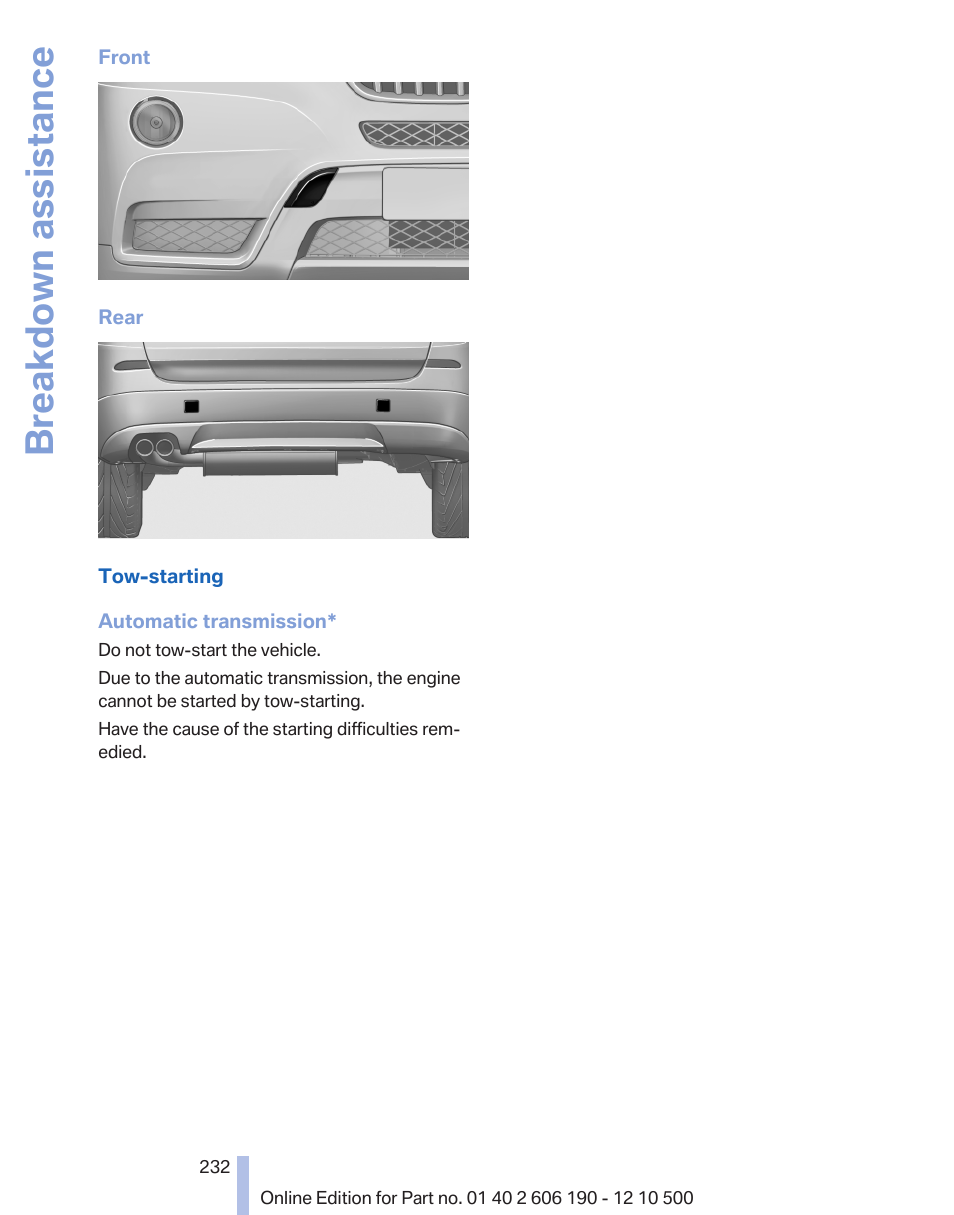 Breakdown assistance | BMW X3 xDrive35i 2011 User Manual | Page 232 / 262